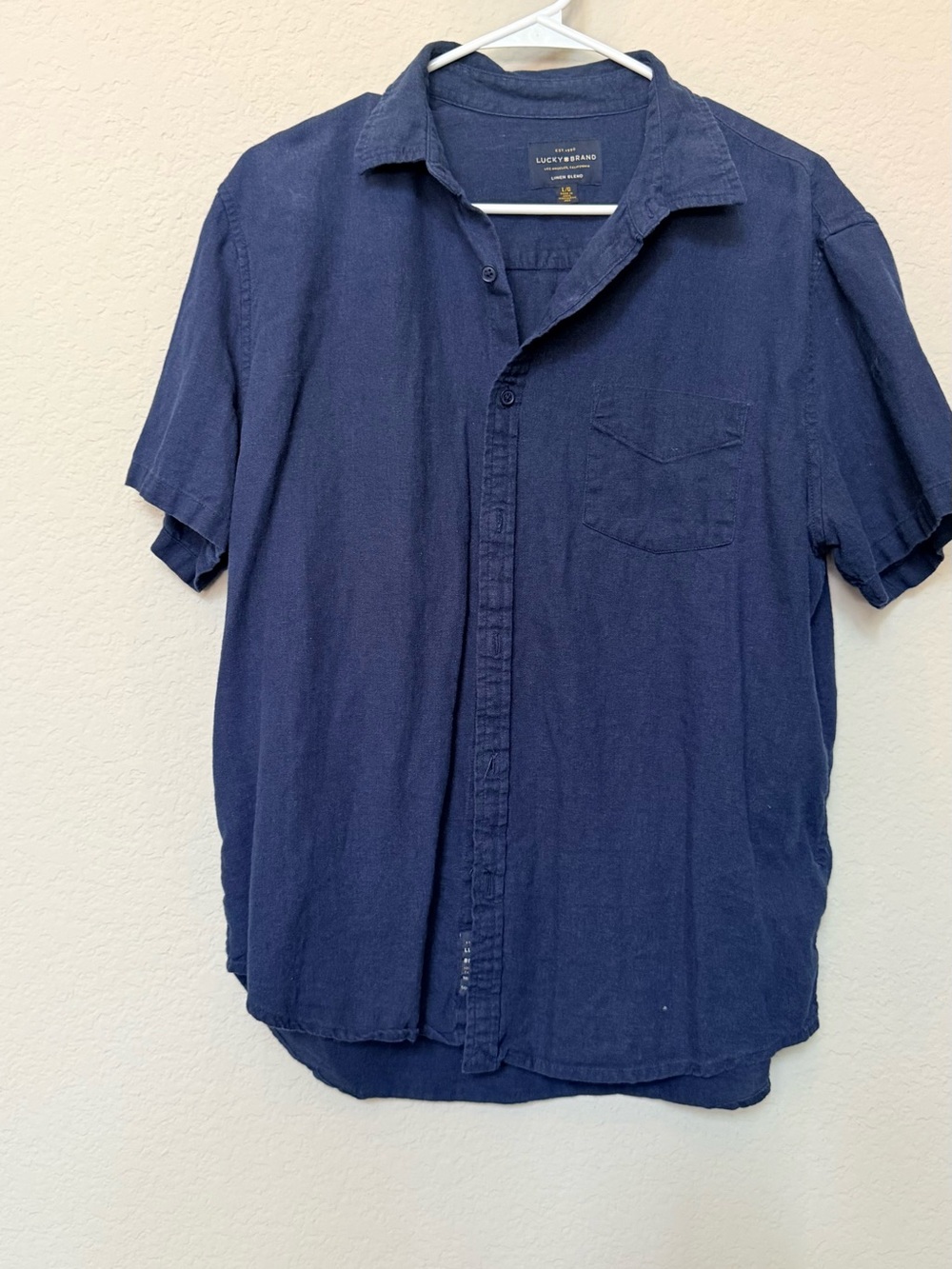 Lucky Brand Short-Sleeve Button-Down Shirt in Navy